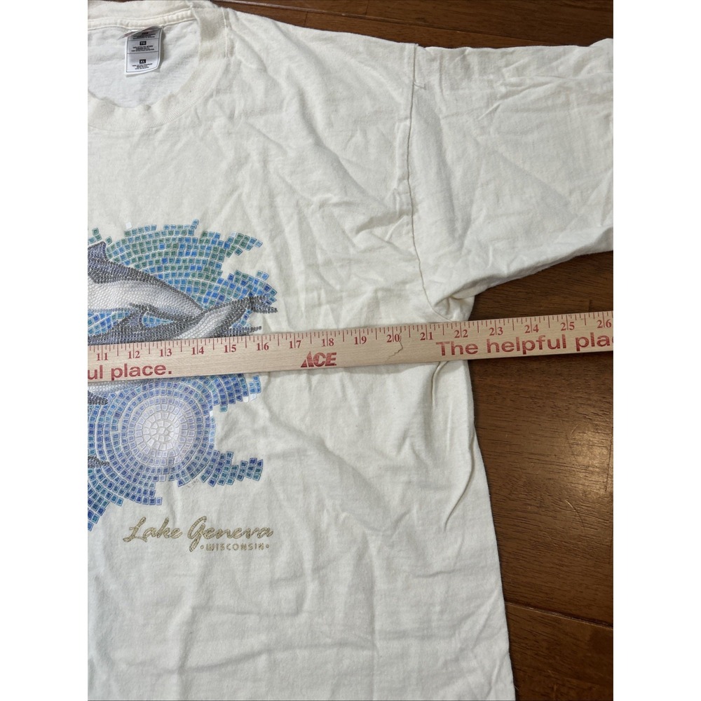 Vintage Fruit Of The Loom T Shirt Lake Geneva Wisconsin Men's Size XL White 1997 - Picture 8 of 12